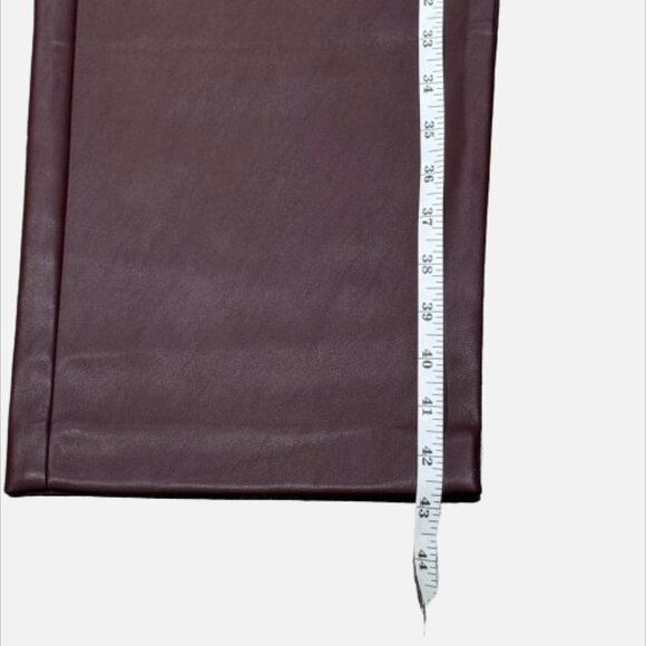 Banana Republic Soft Vegan Leather Dark Almond Brown Edgy Straight Pants (SZ 14) - Picture 9 of 12